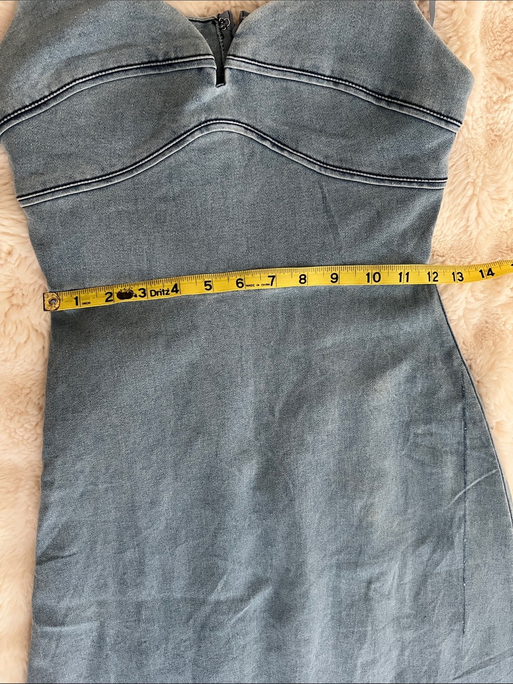 Selfie Leslie Here Comes The Sun Light Blue Denim Maxi Dress size Small NWT - Picture 10 of 16